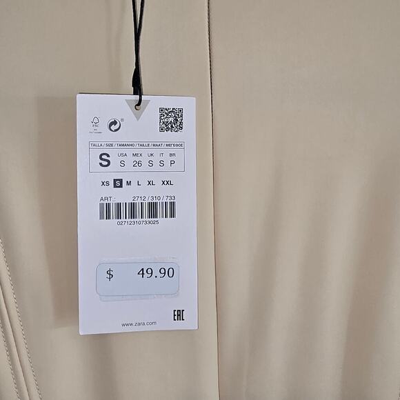 Zara NEW Women's Sz Small Peachy Beige Stretchy Bodycon Corset Midi Dress - Picture 5 of 6